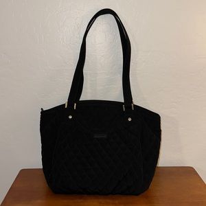 Vera Bradley black quilted shoulder bag with polka dot interior